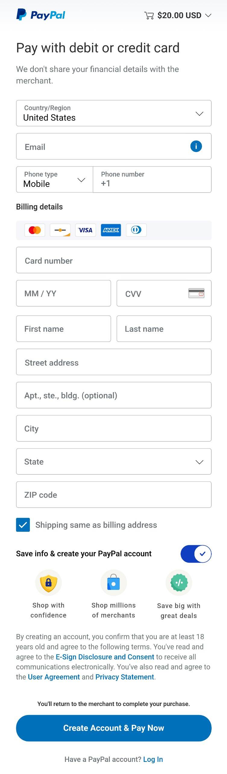 Option 2 Fill in your information